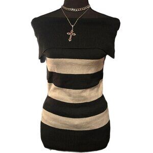 black and grey striped y2k deadstock top